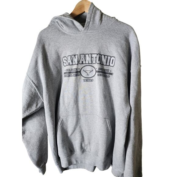 SAN ANTONIO TEXAS Gray Heavy Active Pullover Hoodie SZ XL - Picture 1 of 9